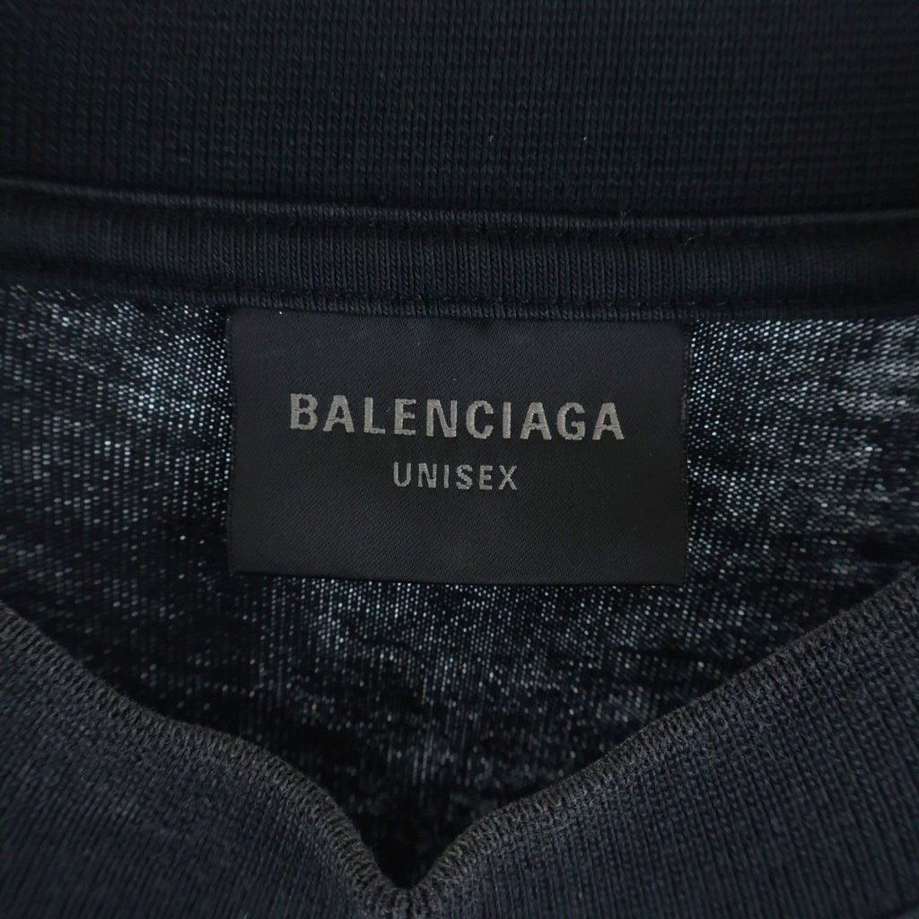 BALENCIAGA(バレンシアガ) 23SS BBロゴ ヴィンテージ加工 半袖Tシャツ 739028 TOVN8 ブラック