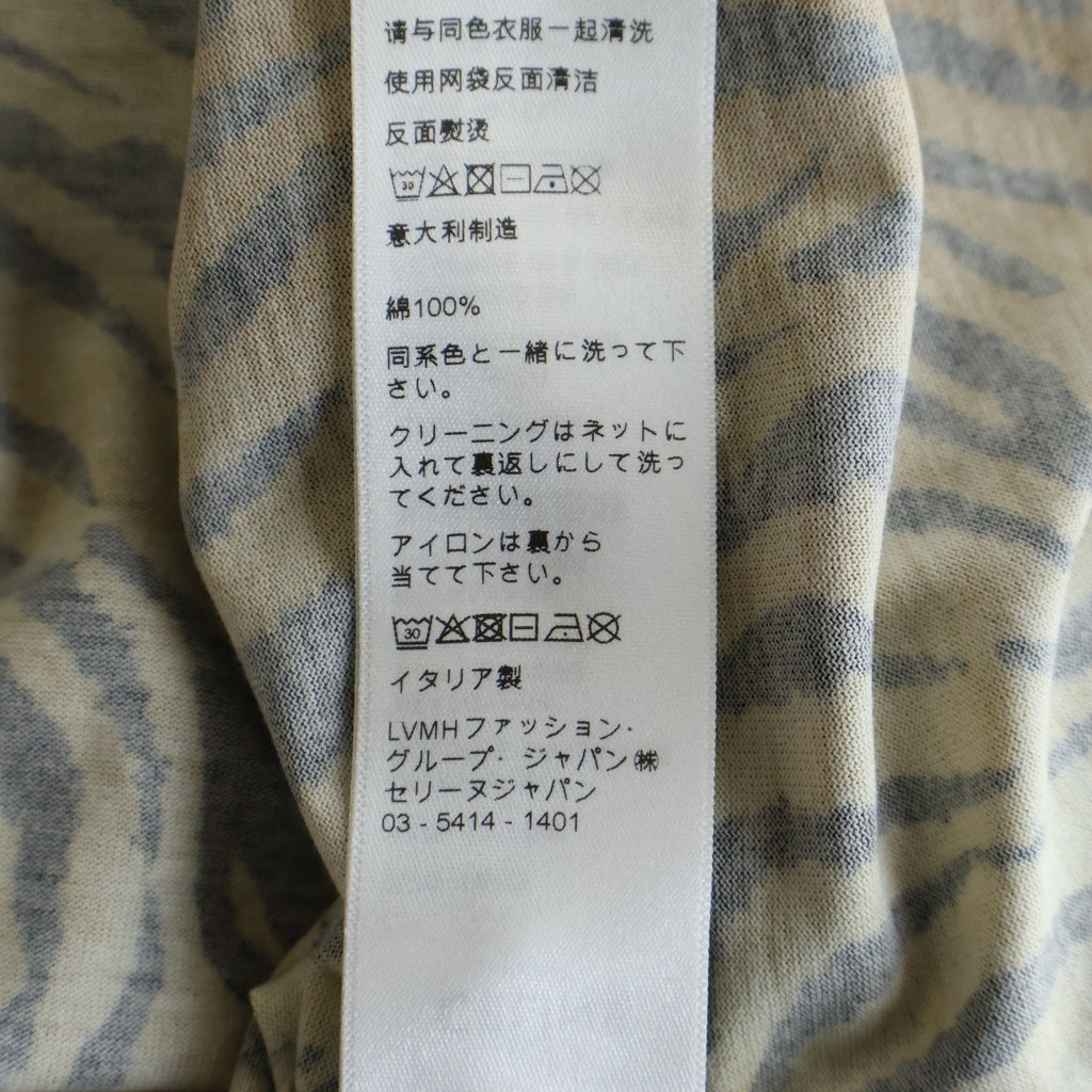 CELINE(セリーヌ) タイガー総柄 ロゴプリント 半袖クルーネックTシャツ ブラウン