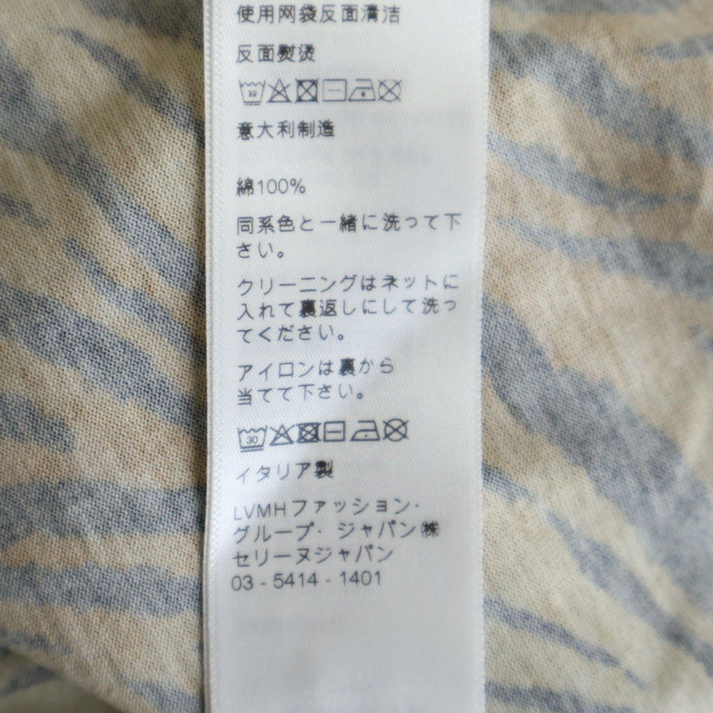 CELINE(セリーヌ) タイガー総柄 ロゴプリント 半袖クルーネックTシャツ ブラウン