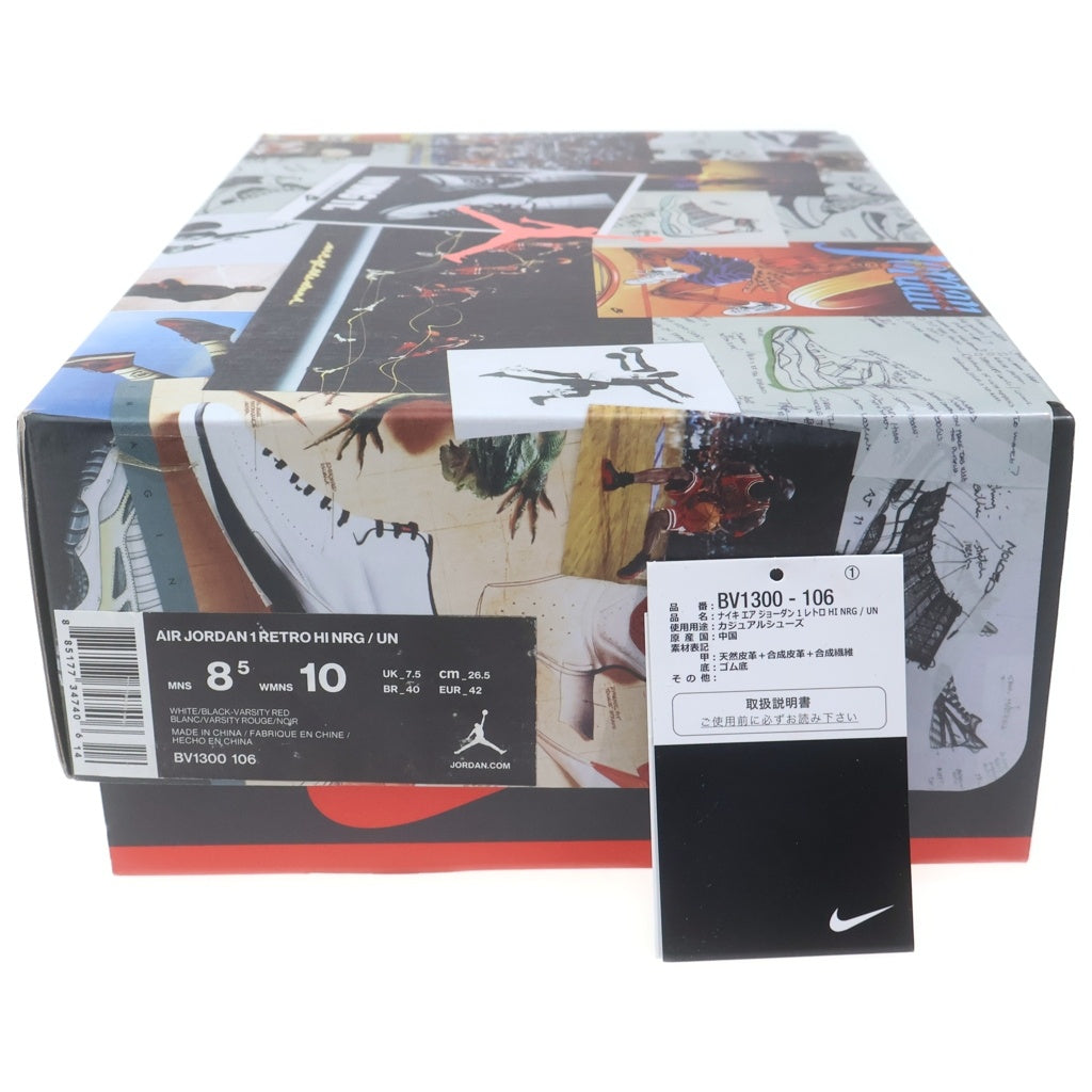 NIKE(ナイキ) ×UNION AIR JORDAN 1 RETRO HI NRG BV1300-106 ユニオン エアジョーダン1 ハイカットスニーカー US8.5/26.5cm レッド/ホワイト