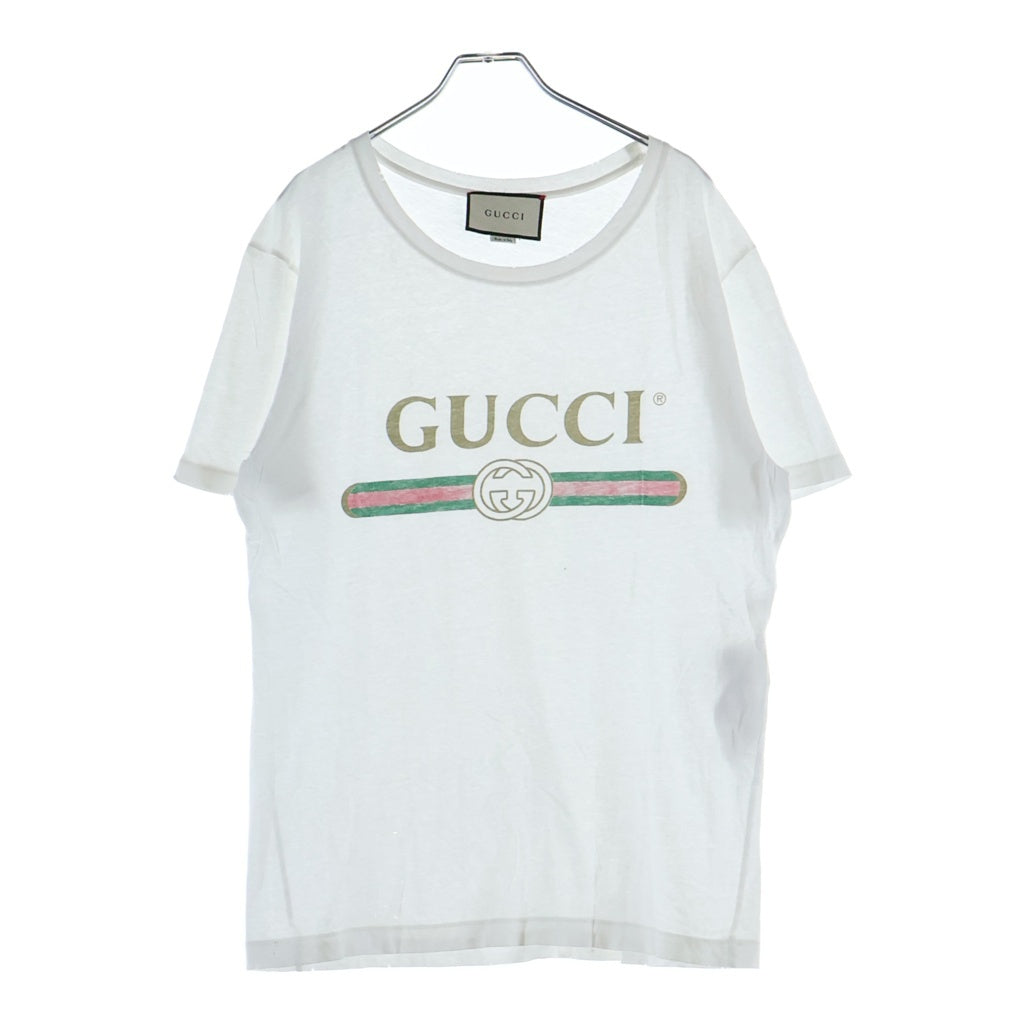GUCCI(グッチ) フロントロゴプリント 半袖Tシャツ コットン 457095 ホワイト