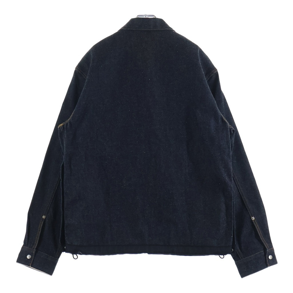 Christian Dior(クリスチャンディオール) 21AW×Over Shirt Low Cotton Denim 213D487AY507 サカイ ローコットンデニムオーバーシャツ ジップブルゾン ロゴパッチ 裾ボタン 素材切替 インディゴ