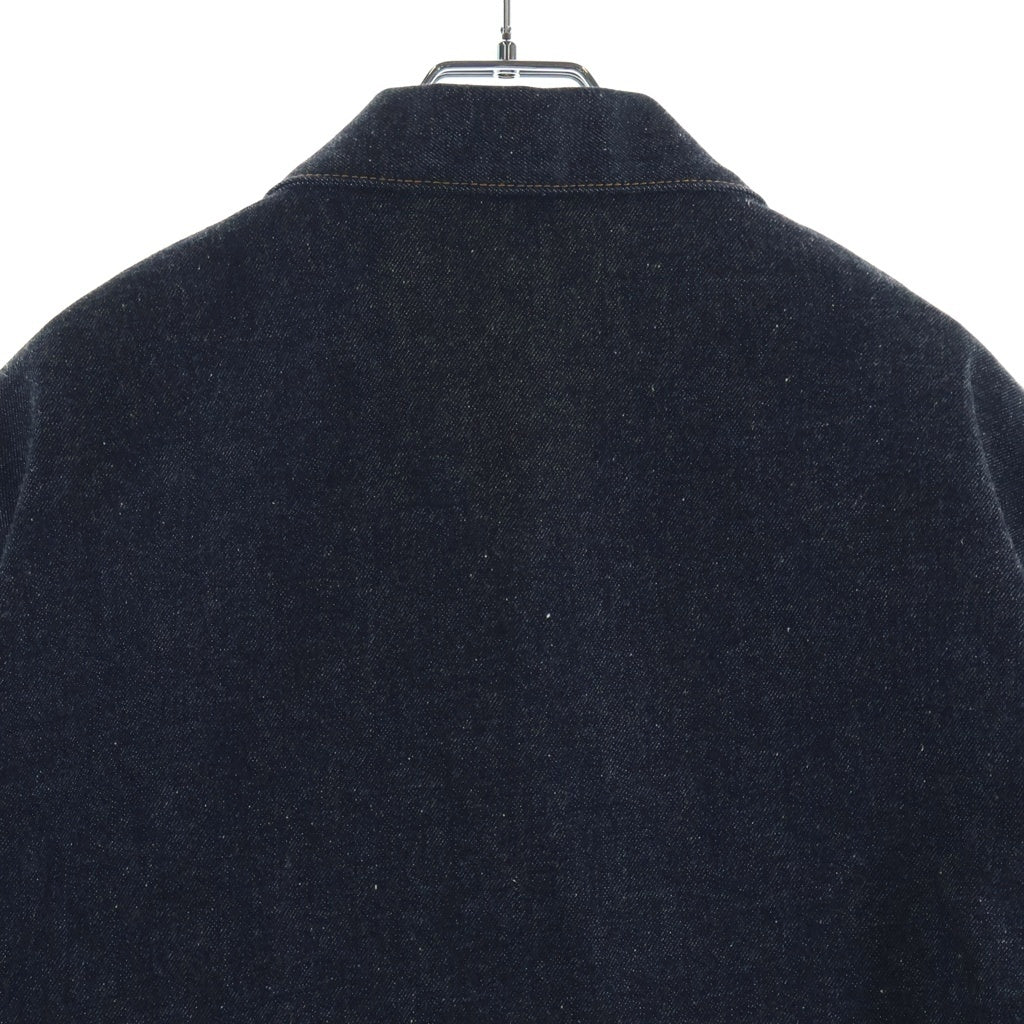 Christian Dior(クリスチャンディオール) 21AW×Over Shirt Low Cotton Denim 213D487AY507 サカイ ローコットンデニムオーバーシャツ ジップブルゾン ロゴパッチ 裾ボタン 素材切替 インディゴ