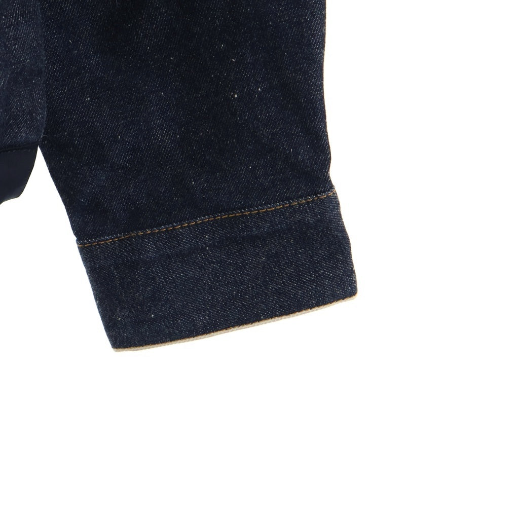 Christian Dior(クリスチャンディオール) 21AW×Over Shirt Low Cotton Denim 213D487AY507 サカイ ローコットンデニムオーバーシャツ ジップブルゾン ロゴパッチ 裾ボタン 素材切替 インディゴ