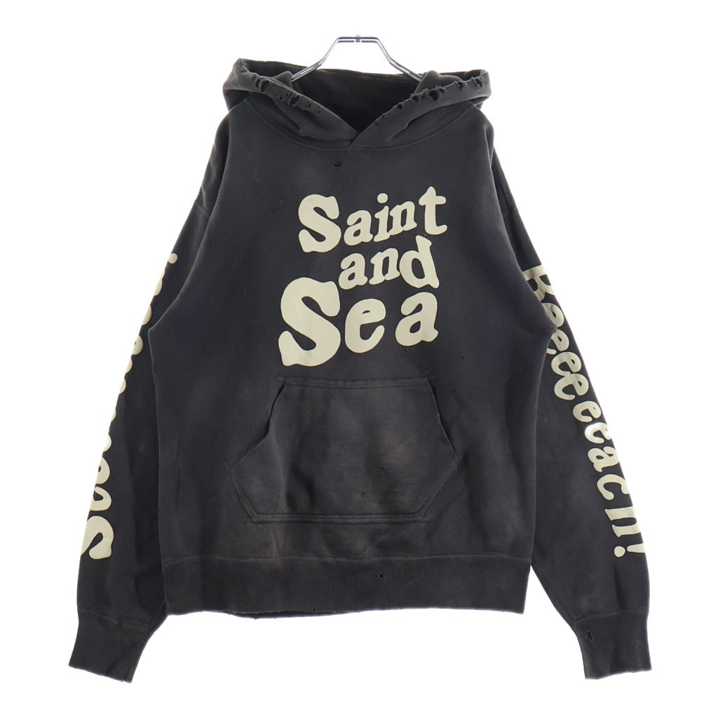 セントマイケル SAINT MICHAEL ×ウィンダンシー WIND AND SEA  21AW  SM-A21-0000-066 ヴィンテージ加工ダブルネームロゴパーカー メンズ M SAINT MICHAEL(セントマイケル) 21AW ×WIND AND SEA ウィンダンシー