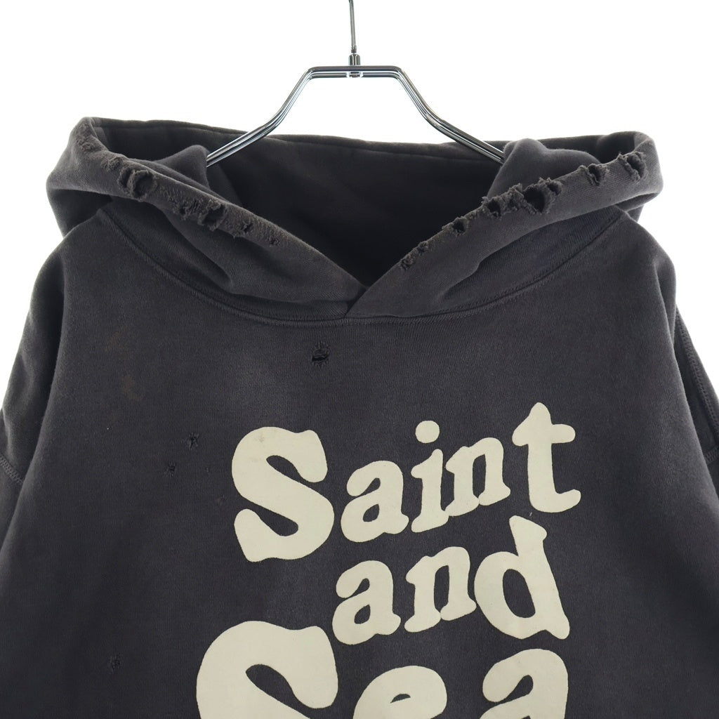 SAINT MICHAEL(セントマイケル) 21AW ×WIND AND SEA ウィンダンシー ヴィンテージ加工 プルオーバーパーカー フーディー SM-A21-0000-066 ブラック