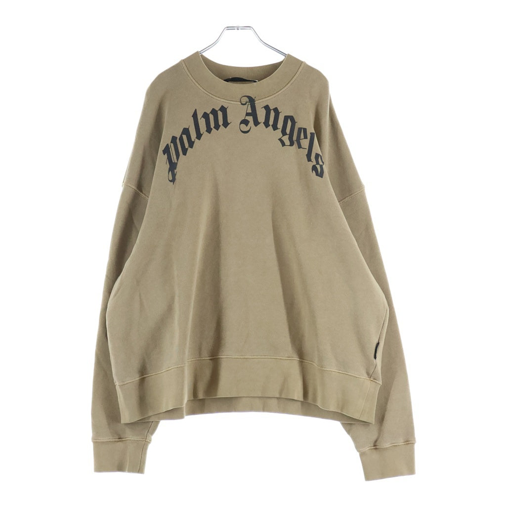 Palm Angels(パームエンジェルス) GD Curved Logo Crew フロントロゴプリント スウェットトレーナー PMBA026F21FLE004 ブラウン