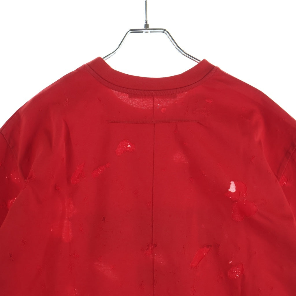GIVENCHY(ジバンシィ) ダメージ加工 ロゴプリント 半袖Tシャツ 17S 7382 651 レッド