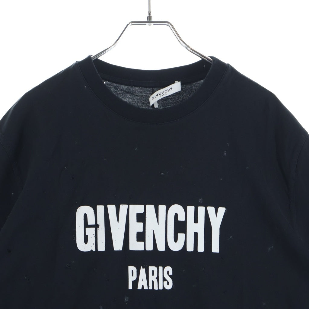 GIVENCHY(ジバンシィ) ダメージ加工 ロゴプリント 半袖Tシャツ 17A 7722 485 ブラック