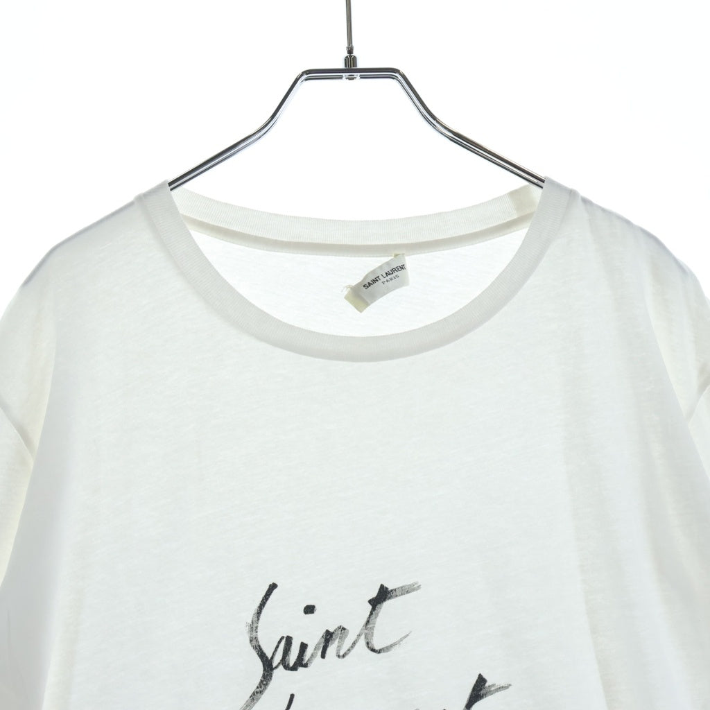 SAINT LAURENT PARIS(サンローランパリ) シグネチャーロゴプリント クルーネック 半袖Tシャツ 480335 YB2IS ホワイト