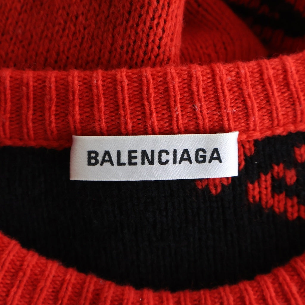 BALENCIAGA(バレンシアガ) LOGO CREW KNIT ロゴニット セーター ウール 542601 T1473 レッド