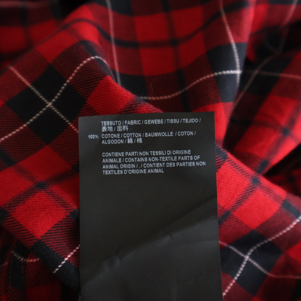 BALENCIAGA(バレンシアガ) Oversized Check Shirt バックロゴプリント オーバーサイズ長袖チェックシャツ 508465 レッド