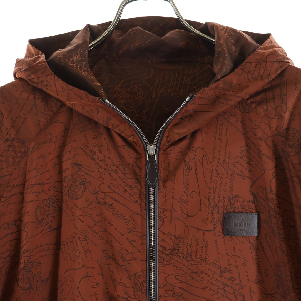 Berluti(ベルルッティ) B-Way スクリット ジップアップ フード付き ナイロンジャケット R27OBU100PAGV ブラウン