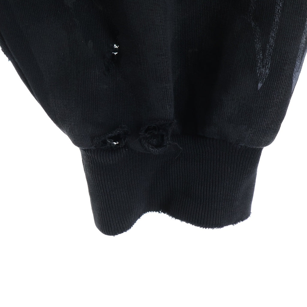 BALENCIAGA(バレンシアガ) 23AW パリス ムーン デストロイ加工 オーバーサイズ ポケット フーディープルオーバーパーカー ブラック 744462 TOVE3