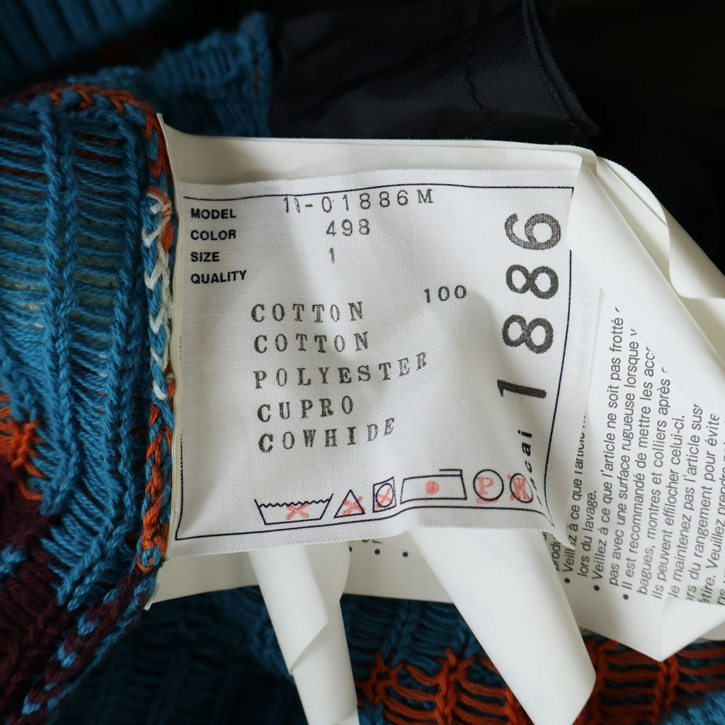 Sacai(サカイ) 19SS ×PENDLETON ペンドルトン ドッキング アシンメトリー カーディガン 19-01886M ブルー/グリーン