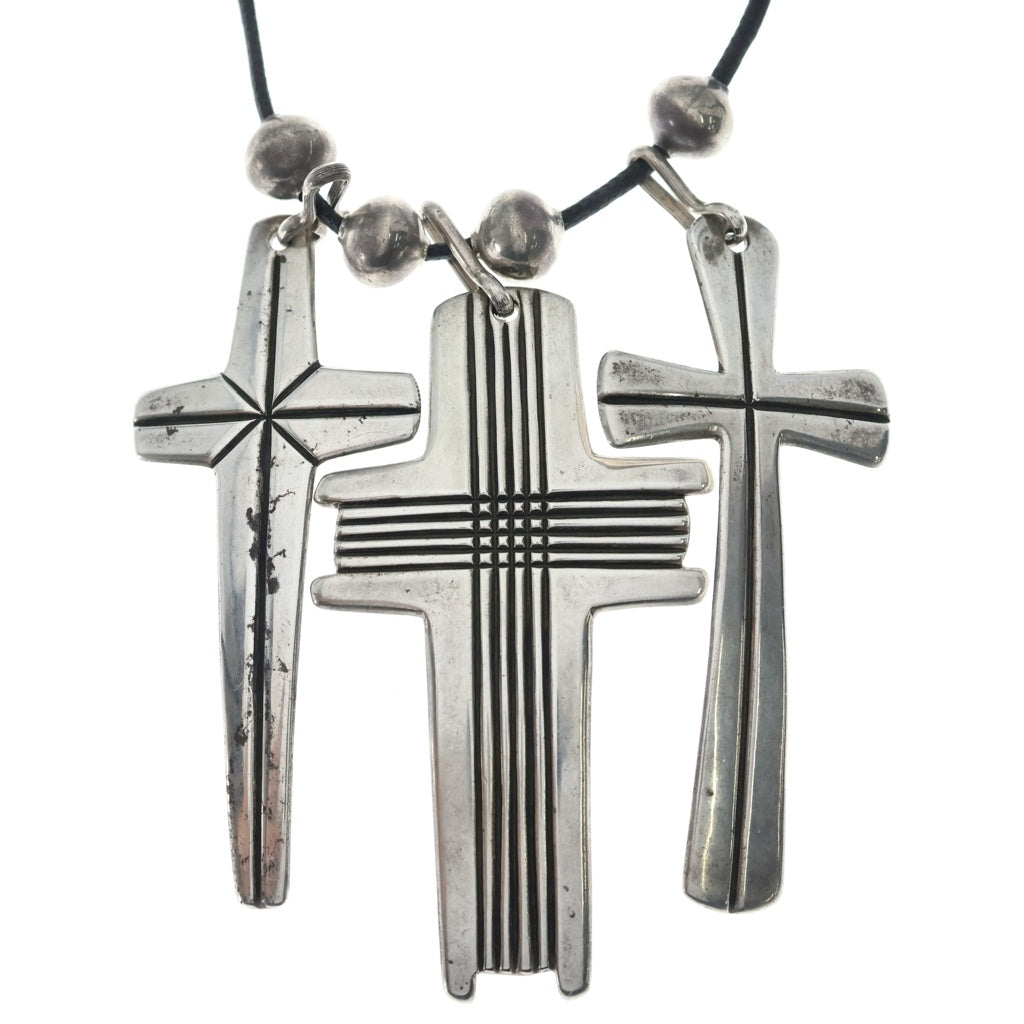 Cippy Crazy Horse(シッピー クレイジーホース) Triple Cross Necklace トリプルクロス ネックレス シルバー/ブラック