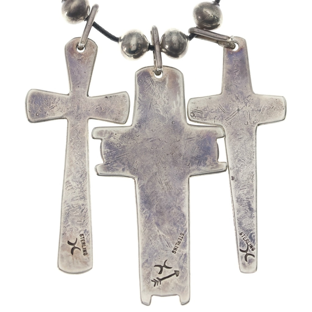 Cippy Crazy Horse(シッピー クレイジーホース) Triple Cross Necklace トリプルクロス ネックレス シルバー/ブラック