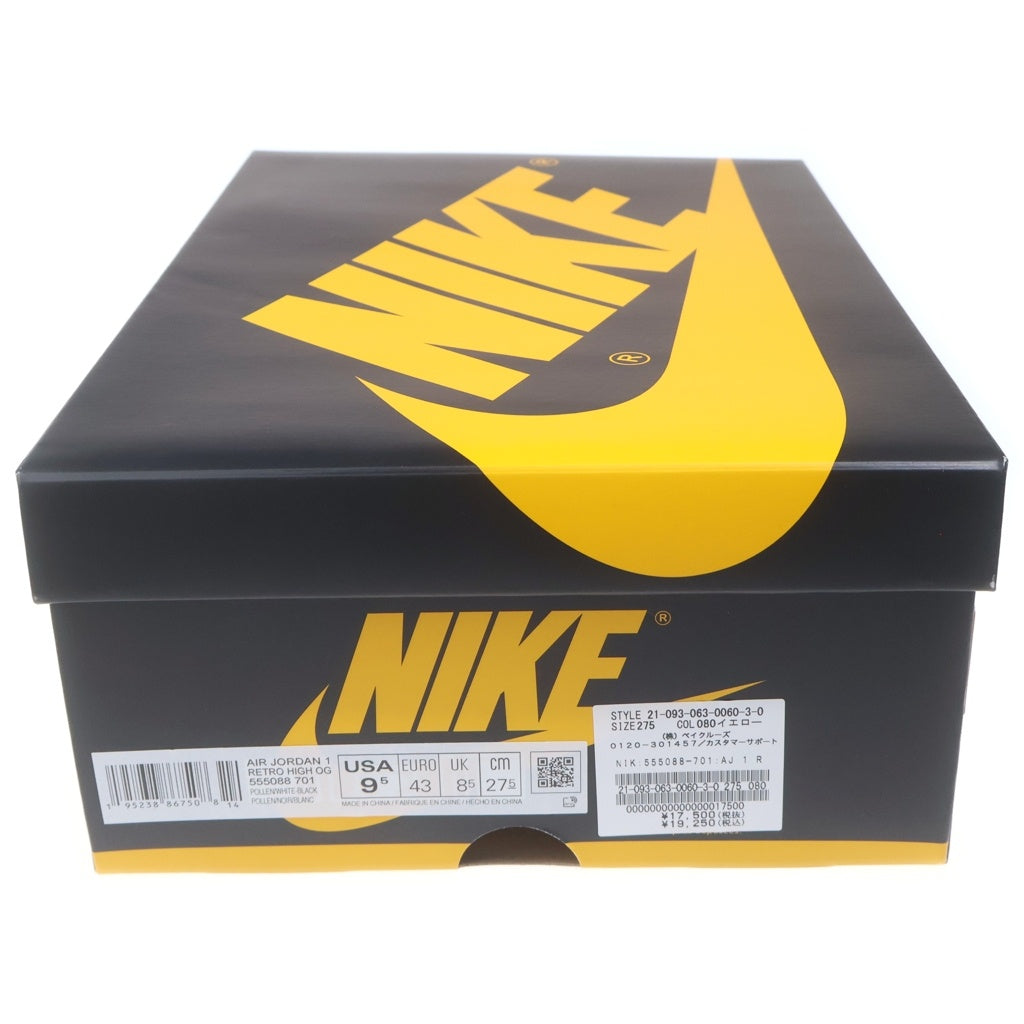 NIKE(ナイキ) AIR JORDAN 1 RETRO HIGH OG POLLEN 555088-701 エアジョーダン レトロ パラン ハイカットスニーカー US9.5/27.5cm イエロー/ブラック