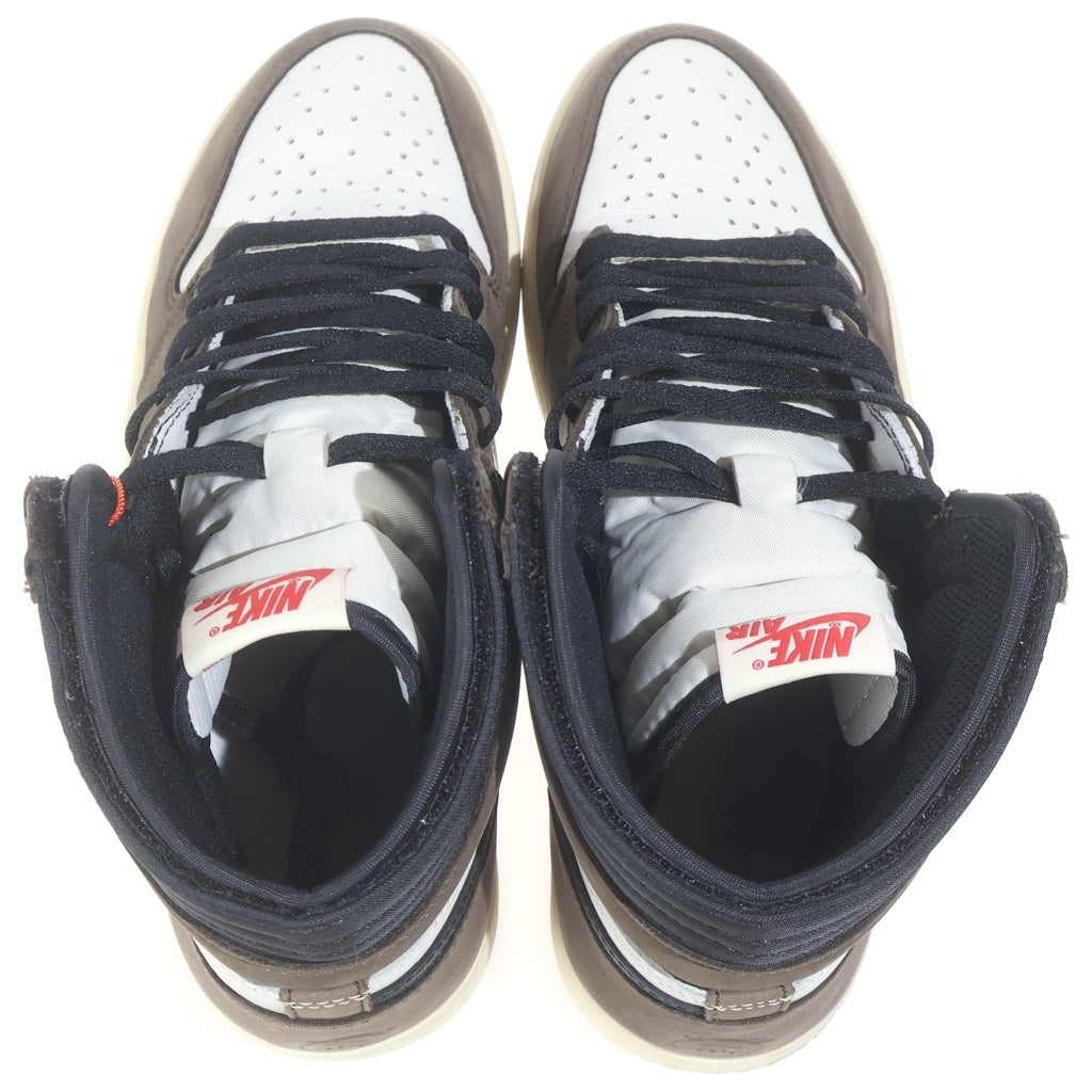 NIKE(ナイキ) ×TRAVIS SCOTT AIR JORDAN 1 RETRO HIGH OG TS SP CD4487-100 トラヴィススコット エアジョーダン1 ハイカットスニーカー ブラウン/ホワイト US9.5/27.5cm