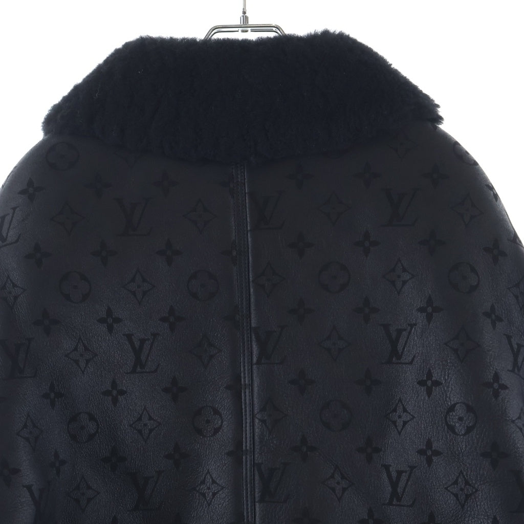 LOUIS VUITTON(ルイヴィトン) Monogram Leather Sherpa Jacket シアリング エンボスモノグラム レザージャケット RM231Q YGL HJL62X ブラック