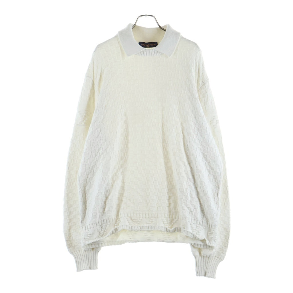 LOUIS VUITTON(ルイヴィトン) 23AW sweater Damier Monogram Knit ダミエ モノグラム ブレンドプルオーバーニット RM232 TZ8 HPN63W ホワイト