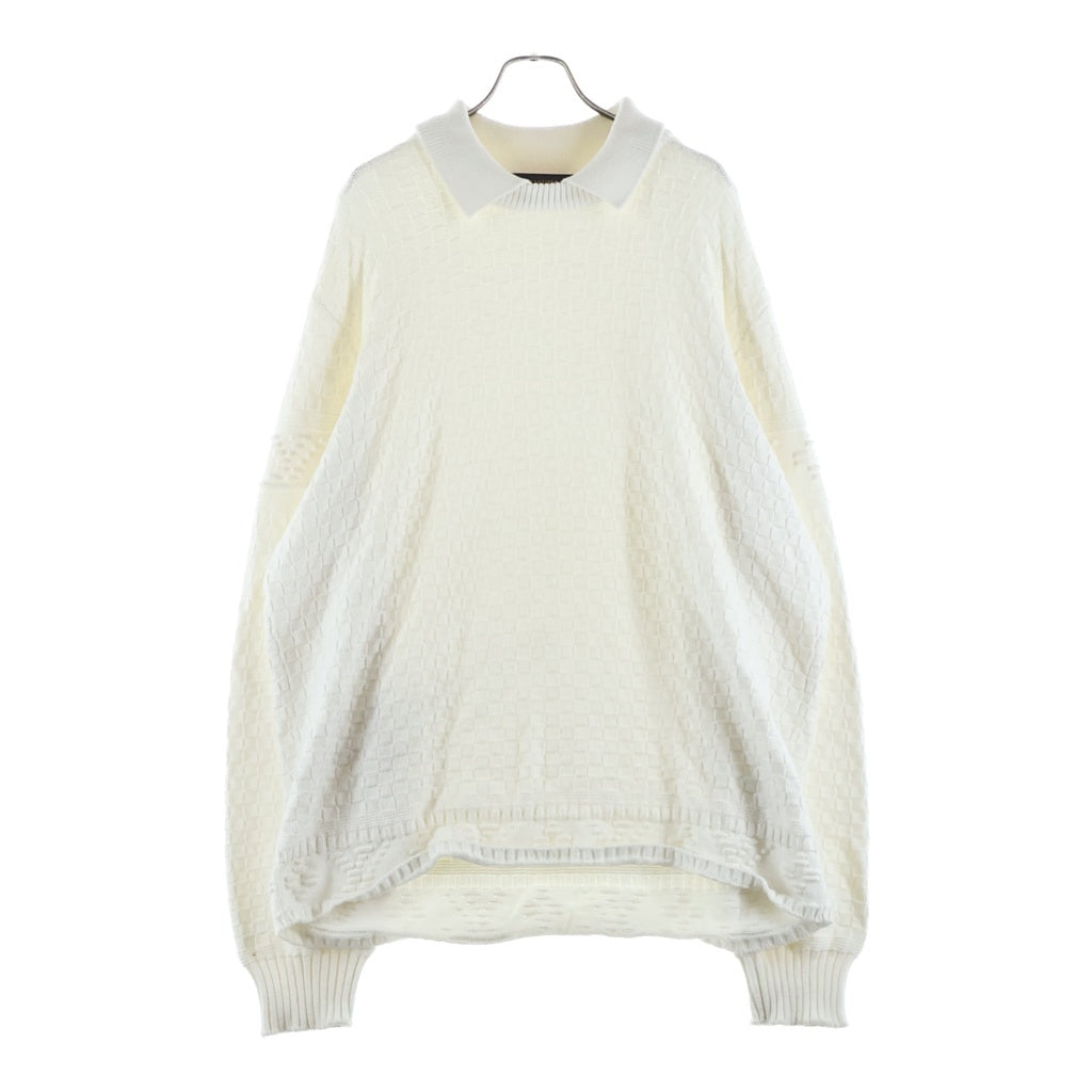 LOUIS VUITTON(ルイヴィトン) 23AW sweater Damier Monogram Knit ダミエ モノグラム ブレンドプルオーバーニット RM232 TZ8 HPN63W ホワイト