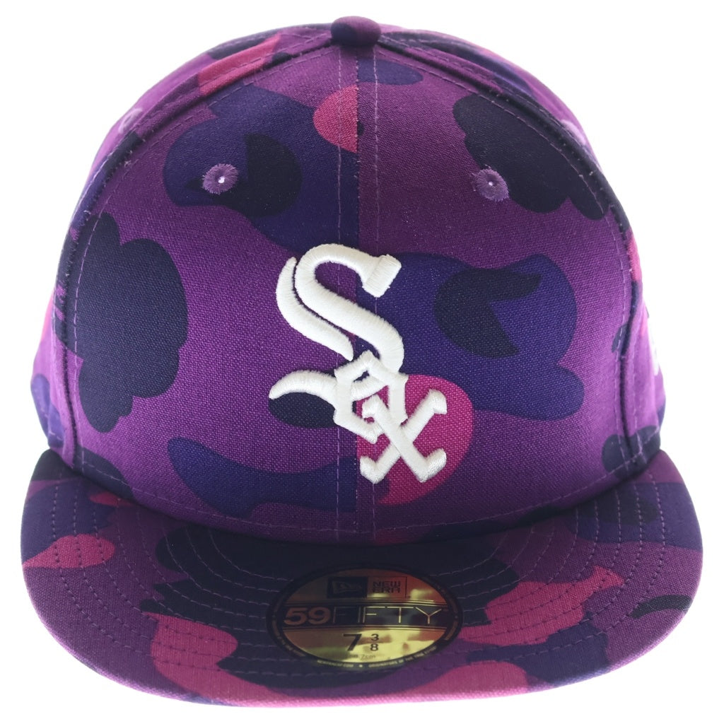 A BATHING APE(アベイシングエイプ) ×MLB ×NEW ERA BASEBALL CAP メジャーリーグ シカゴ ホワイトソックス ベースボールキャップ カモフラ 001CPK231903C パープル