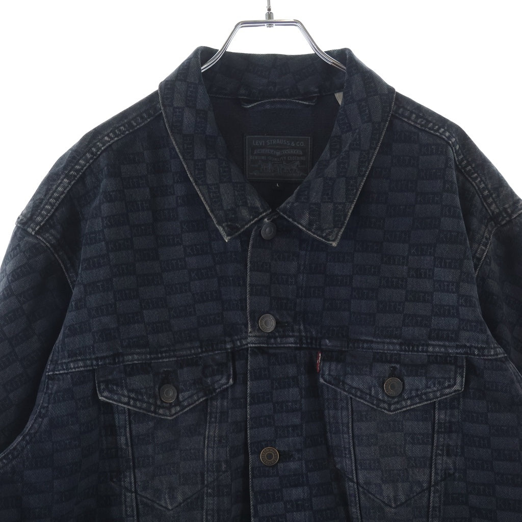 KITH(キス) ×Levi's Damn Straight AOP Trucker Jacket リーバイス ダムストレート デニム トラックジャケット PC9-74970-0000 ネイビー