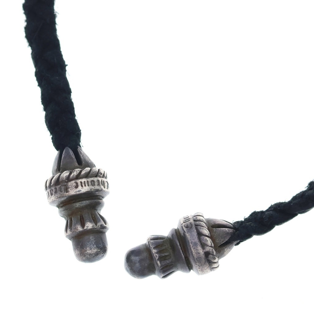 CHROME HEARTS(クロムハーツ) LEATHER BRAID レザーブレード ボロチップ ブラック/シルバー