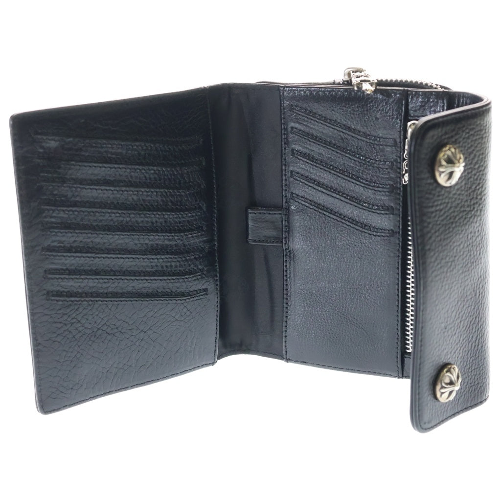 CHROME HEARTS(クロムハーツ) BIG SPOON ビッグスプーン クロスボタン レザー財布 ウォレット ブラック