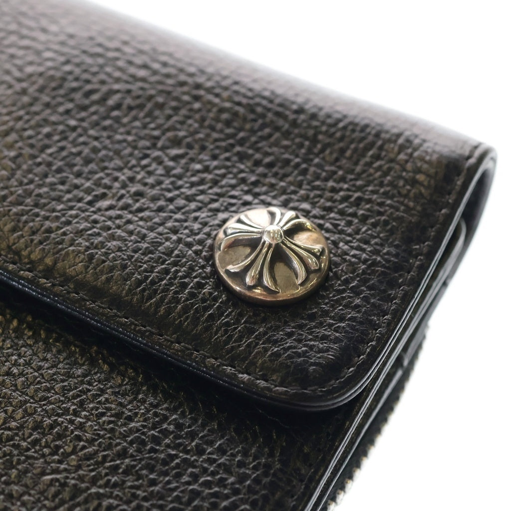 CHROME HEARTS(クロムハーツ) BIG SPOON ビッグスプーン クロスボタン レザー財布 ウォレット ブラック