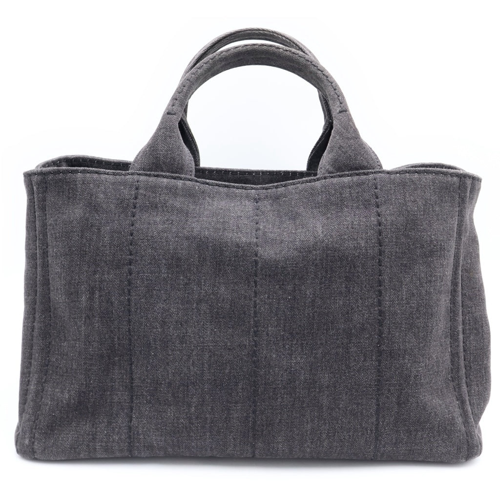 PRADA(プラダ) カナパ デニム トートバッグ ハンドバッグ ブラック デニム ゴールド金具 - レディース