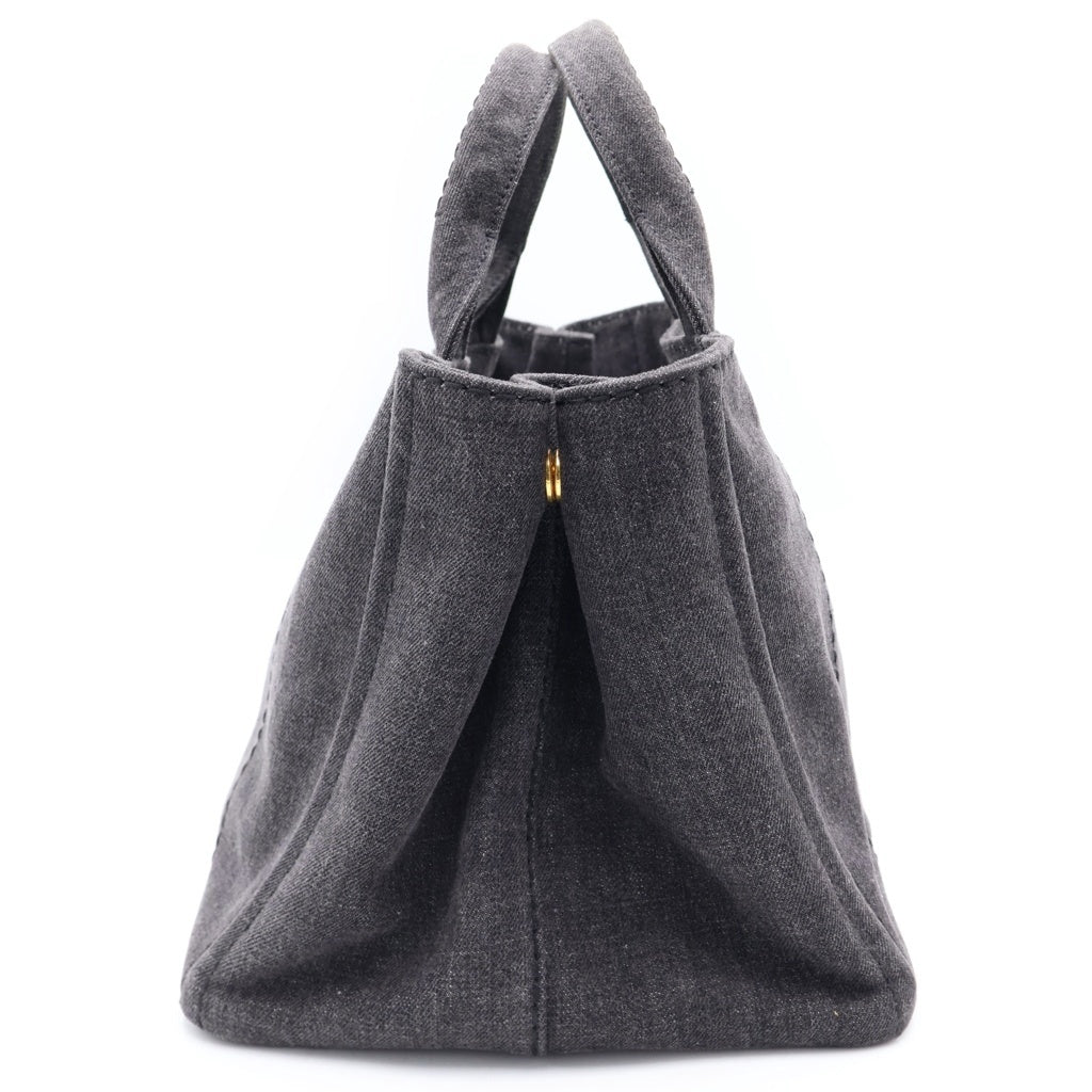 PRADA カナパ デニムトートバッグ PRADA(プラダ) カナパ デニム トートバッグ ハンドバッグ ブラック