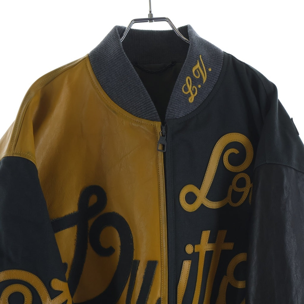 LOUIS VUITTON(ルイヴィトン) 23SS ミックスキャンバスレザーボンバージャケット ジップアップブルゾン RM231 XS0 HOL76E ブラック/イエロー