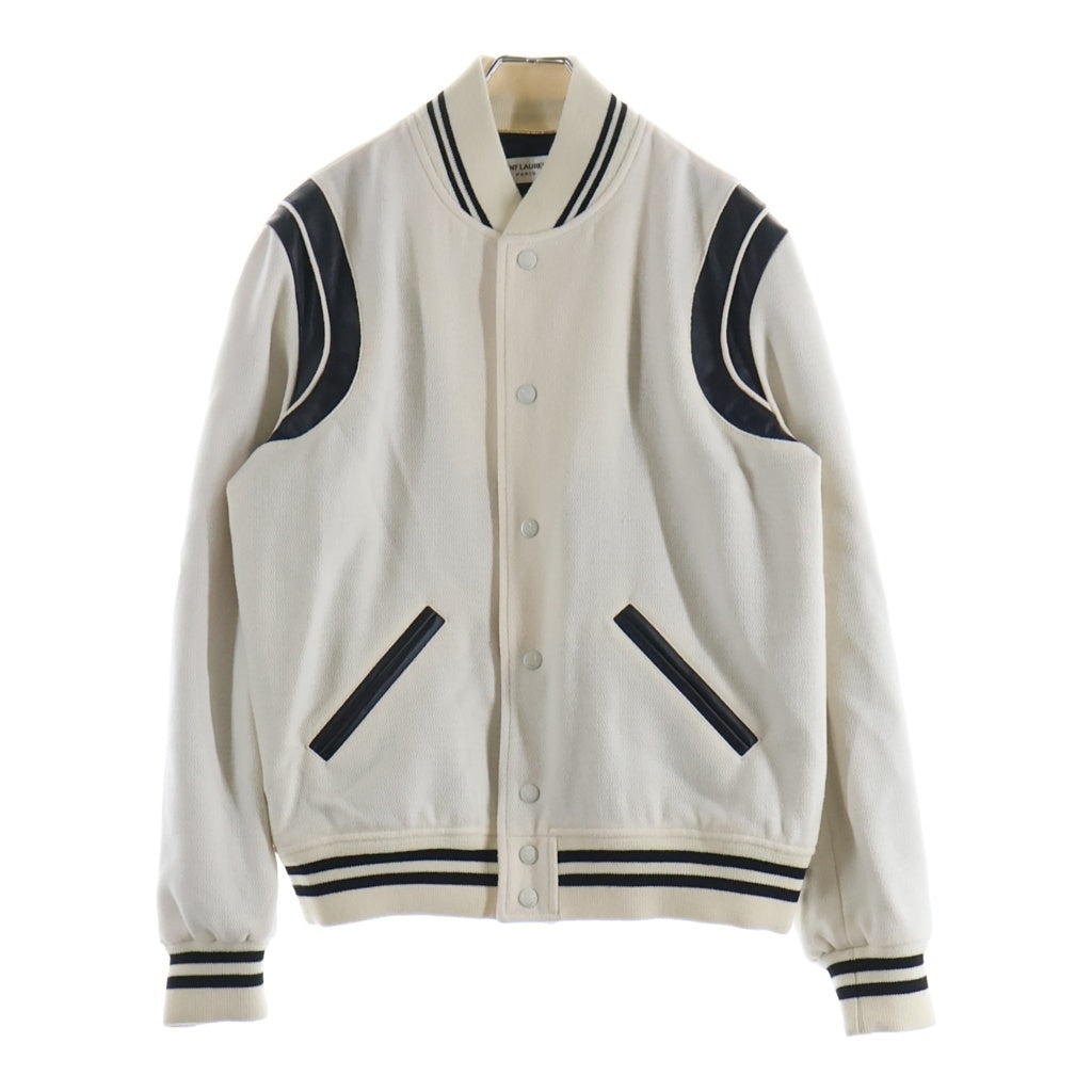 SAINT LAURENT PARIS(サンローランパリ) 22SS Teddy Jacket テディジャケット スタジアムジャケット 354718Y 213Q ホワイト/ブラック