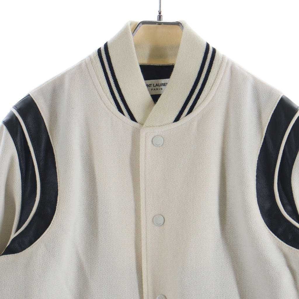 SAINT LAURENT PARIS(サンローランパリ) 22SS Teddy Jacket テディジャケット スタジアムジャケット 354718Y 213Q ホワイト/ブラック
