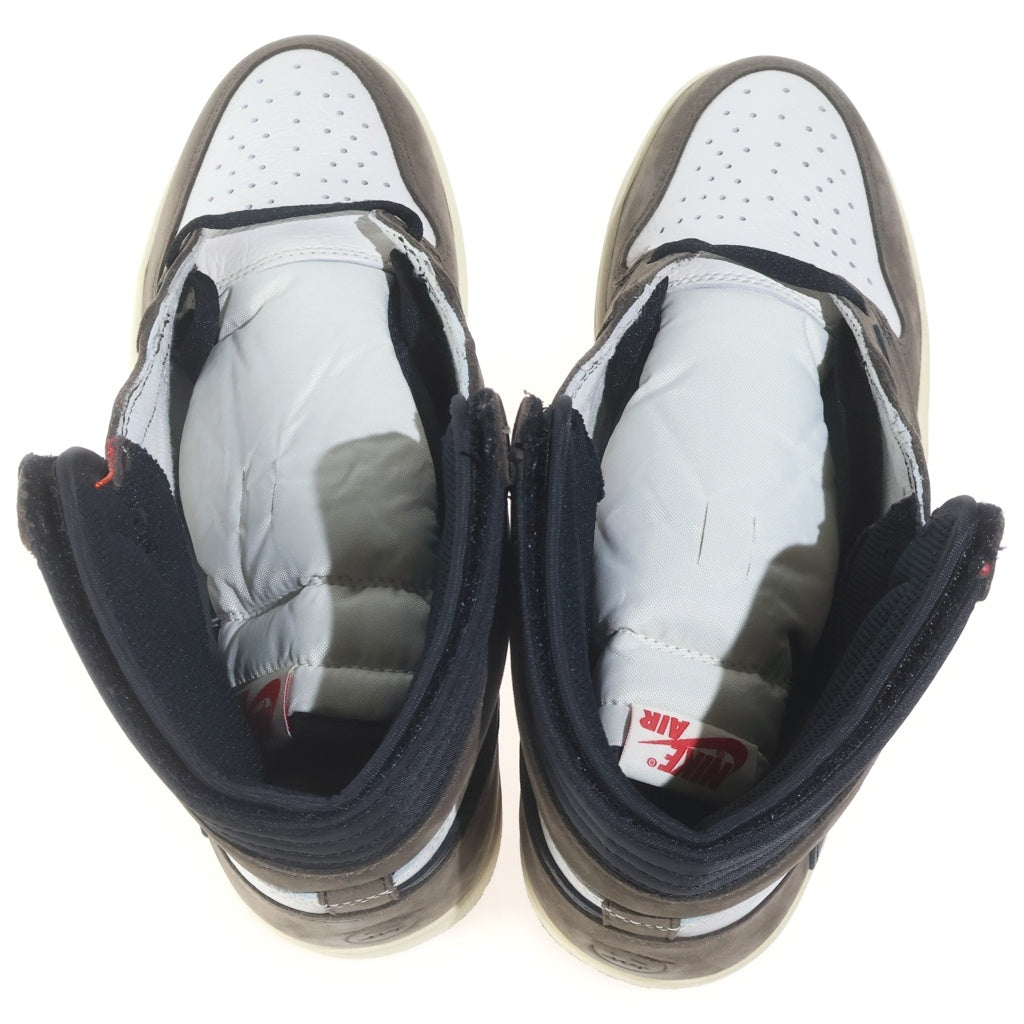 NIKE(ナイキ) ×TRAVIS SCOTT AIR JORDAN 1 RETRO HIGH OG TS SP トラヴィススコット エアジョーダン1 レトロ ハイカットスニーカー US10/28.0cm ブラウン/ホワイト CD4487-100