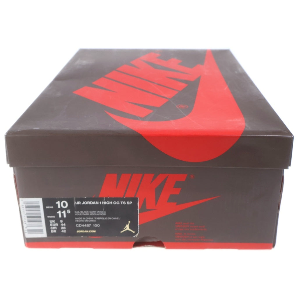 NIKE(ナイキ) ×TRAVIS SCOTT AIR JORDAN 1 RETRO HIGH OG TS SP トラヴィススコット エアジョーダン1 レトロ ハイカットスニーカー US10/28.0cm ブラウン/ホワイト CD4487-100