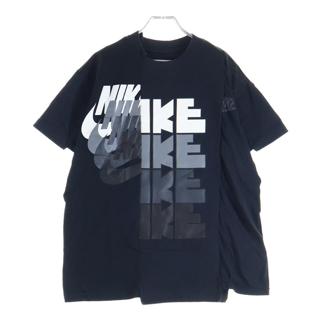 NIKE(ナイキ) ×sacai 再構築ロゴプリント クルーネック半袖Tシャツカットソー ブラック CD6310-010