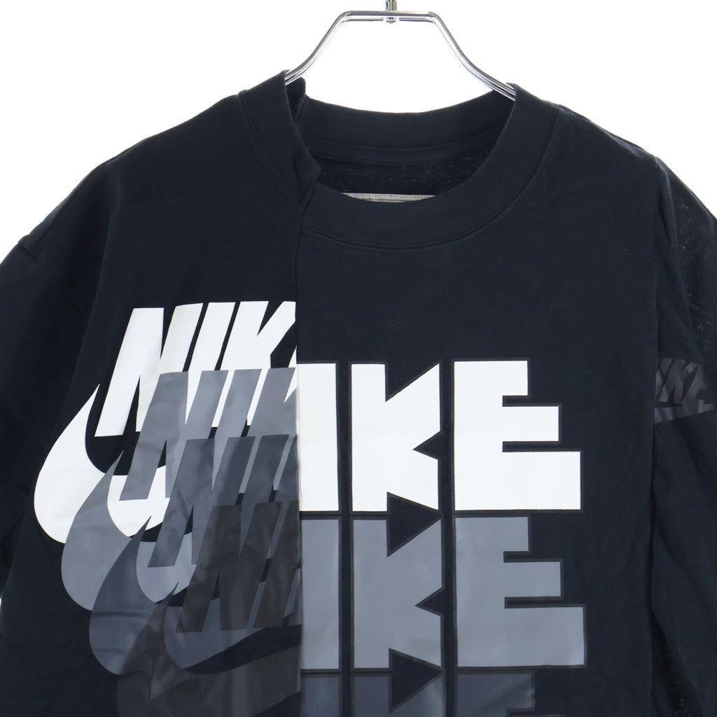 NIKE(ナイキ) ×sacai 再構築ロゴプリント クルーネック半袖Tシャツカットソー ブラック CD6310-010