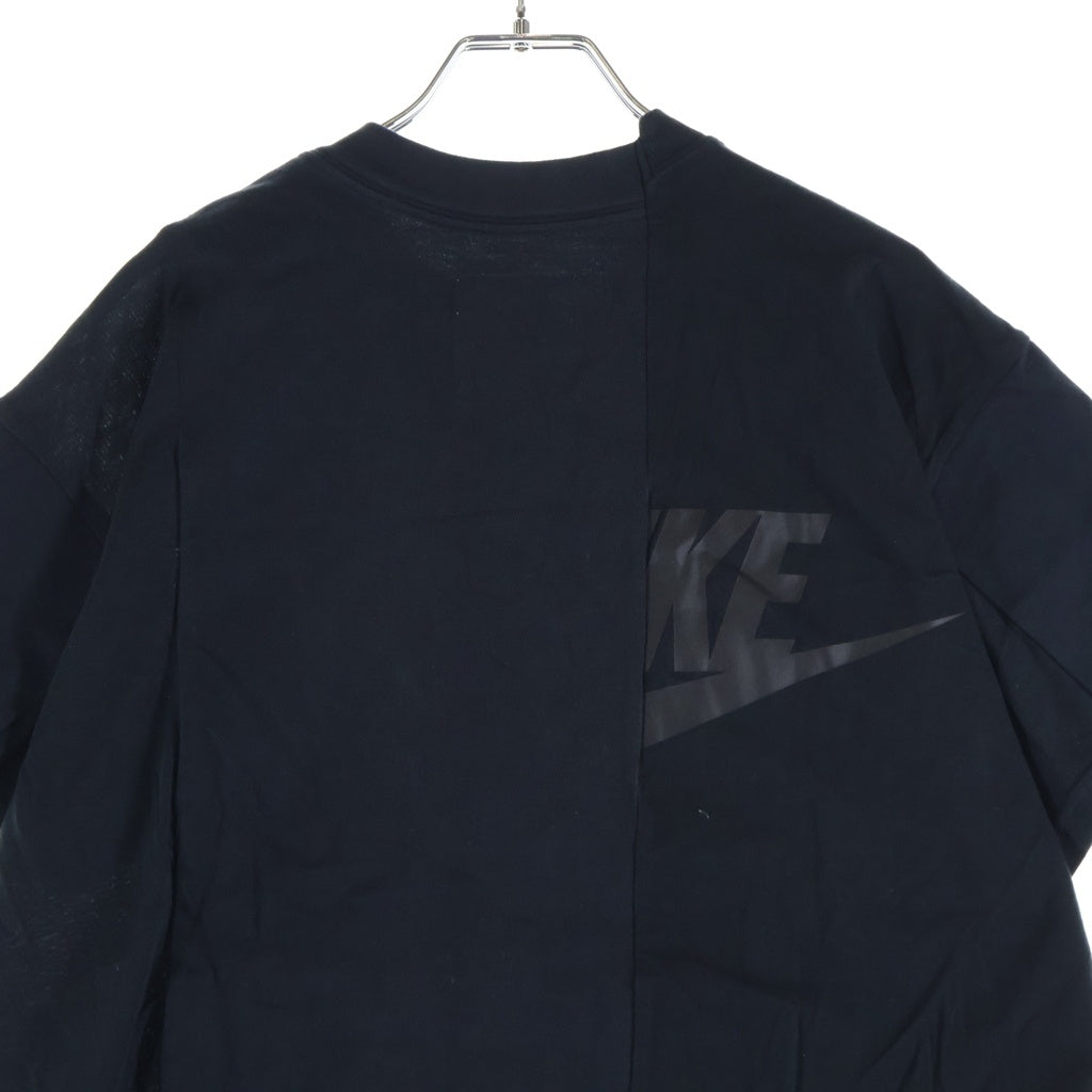 NIKE(ナイキ) ×sacai 再構築ロゴプリント クルーネック半袖Tシャツカットソー ブラック CD6310-010
