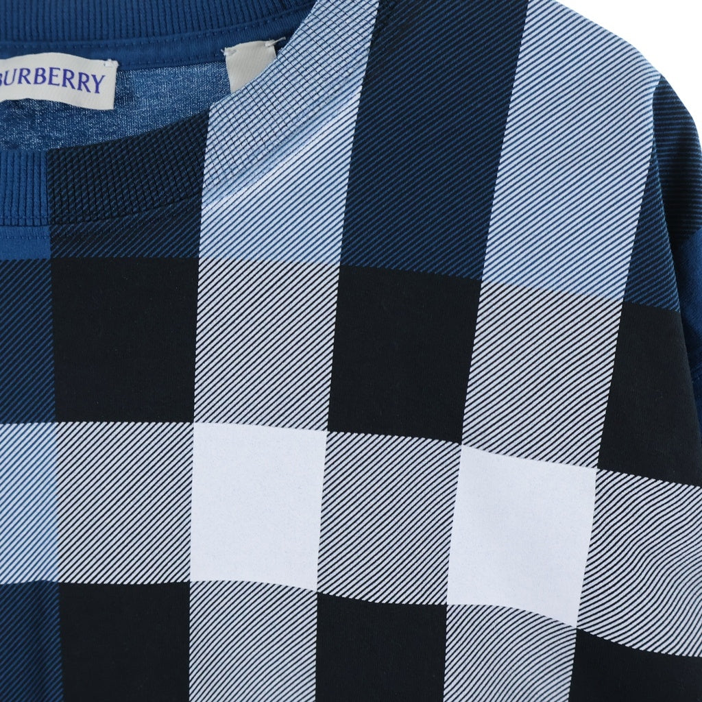 BURBERRY(バーバリー) フロントメガチェックプリント 半袖Tシャツカットソー ブルー 8120955