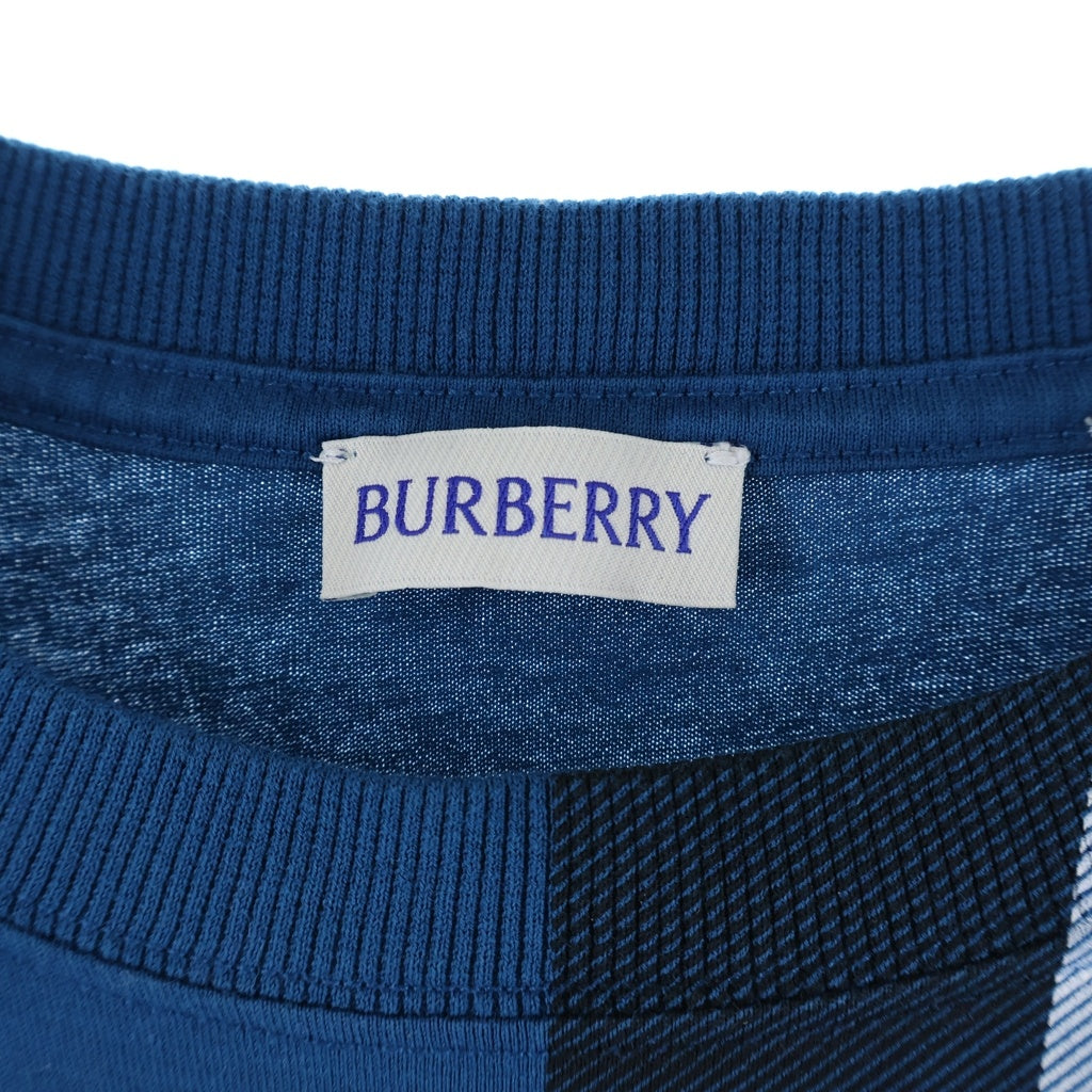 BURBERRY(バーバリー) フロントメガチェックプリント 半袖Tシャツカットソー ブルー 8120955