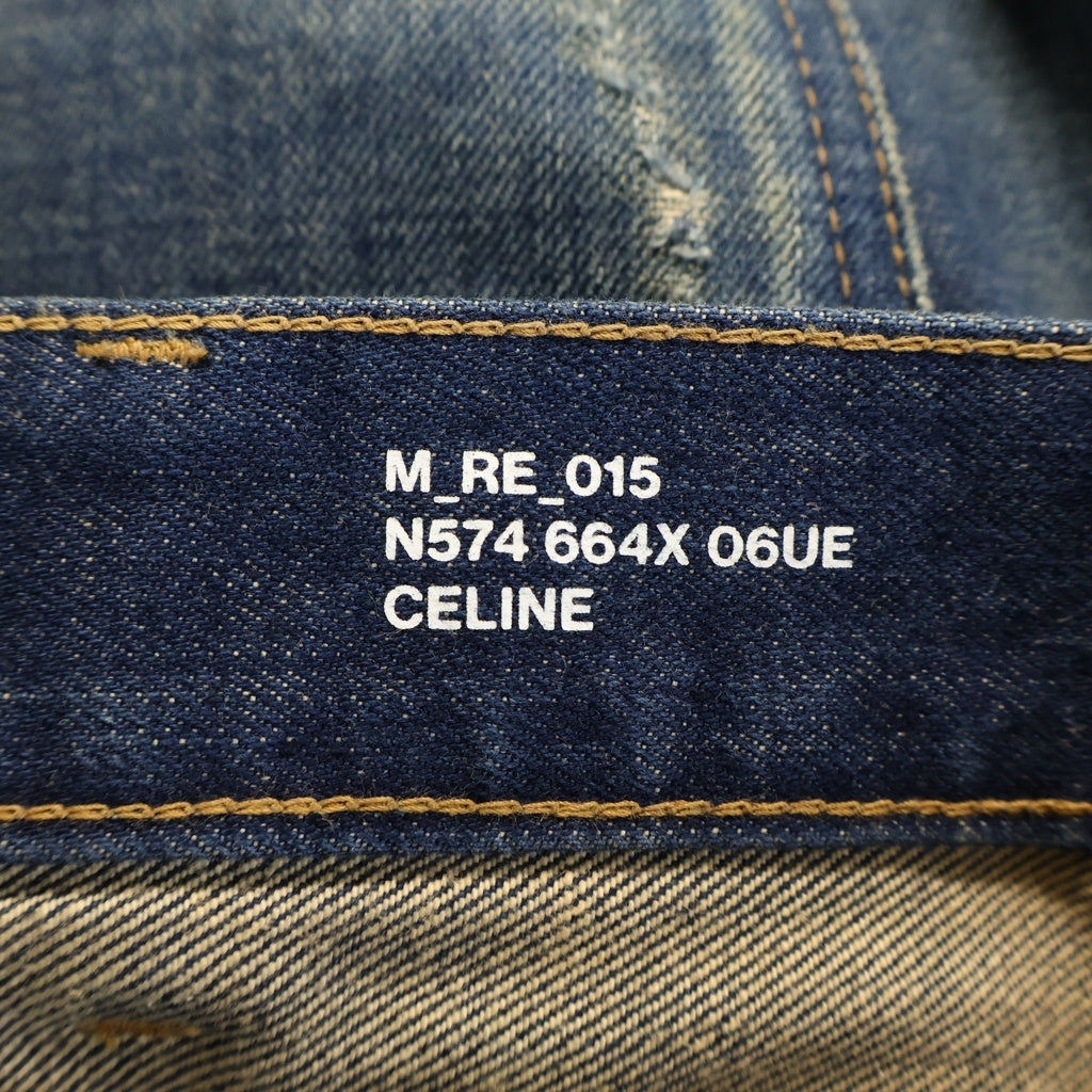 CELINE(セリーヌ) 24SS Destroyed Blue Marble Wash Denim デストロイド ブルーマーブルウォッシュ デニムパンツ インディゴ N574 664X 06UE