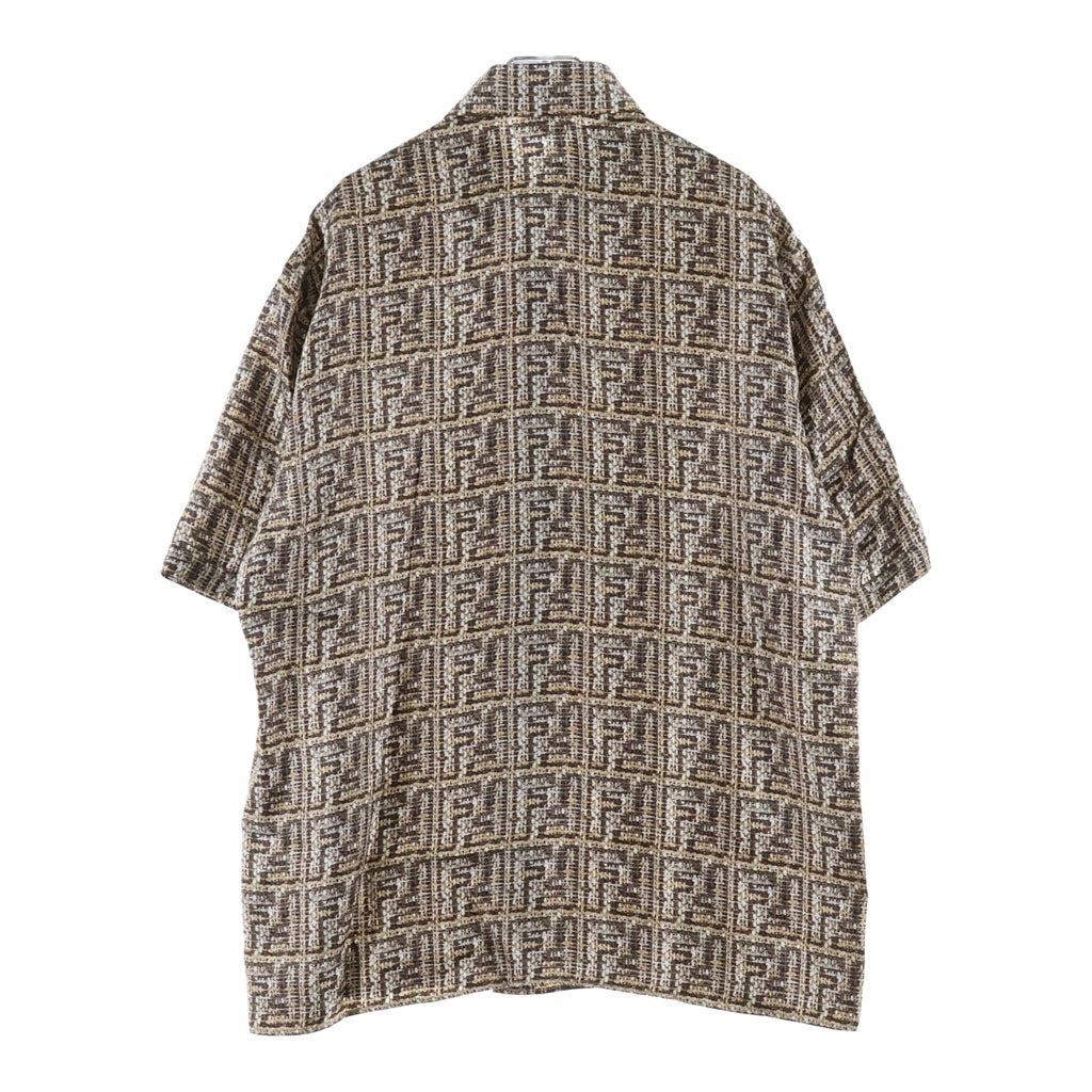 FENDI(フェンディ) 24SS FFプリント フライフロントカジュアルシルクシャツ 半袖シャツ ベージュ FS0795 AR6F
