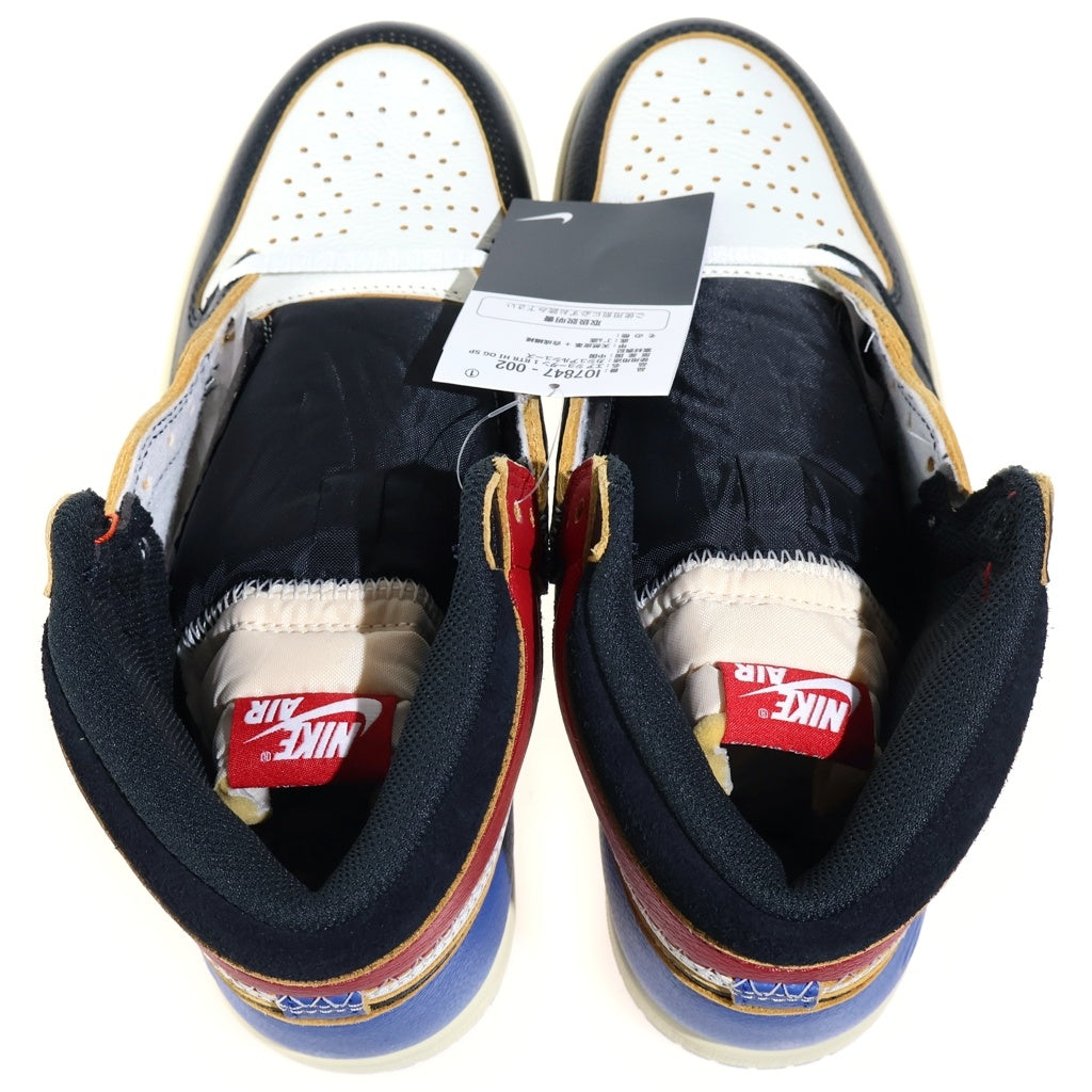 NIKE(ナイキ) FRAGMENT DESIGN×UNION AIR JORDAN 1 フラグメントデザイン ユニオン エアジョーダン1 ハイカットスニーカー US9.5/27.5cm ブルー/ブラック/ホワイト IO7847-002