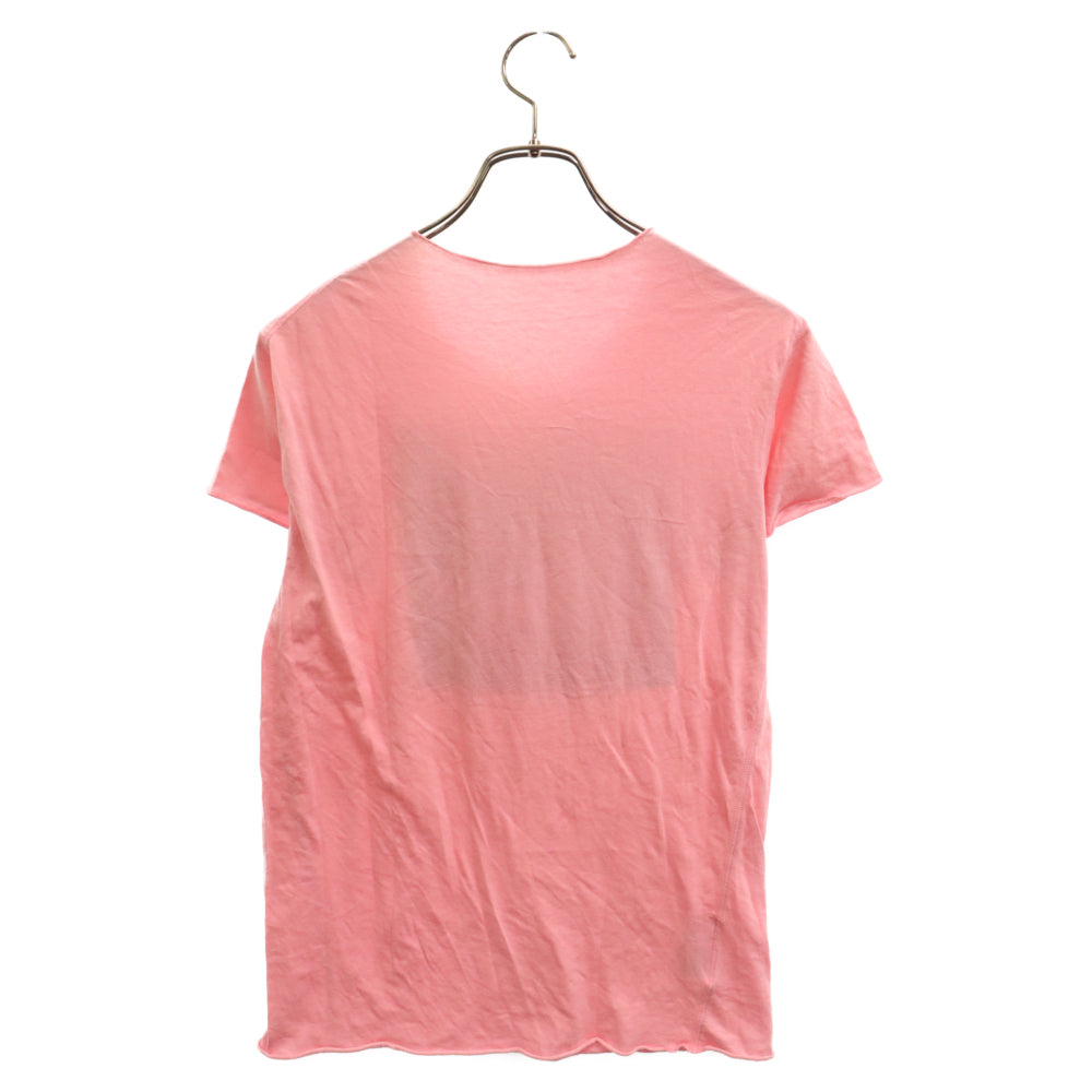 lucien pellat-finet(ルシアンペラフィネ) ARCHIVE MAMBO TEE 切りっぱなし クルーネック半袖Tシャツ ピンク