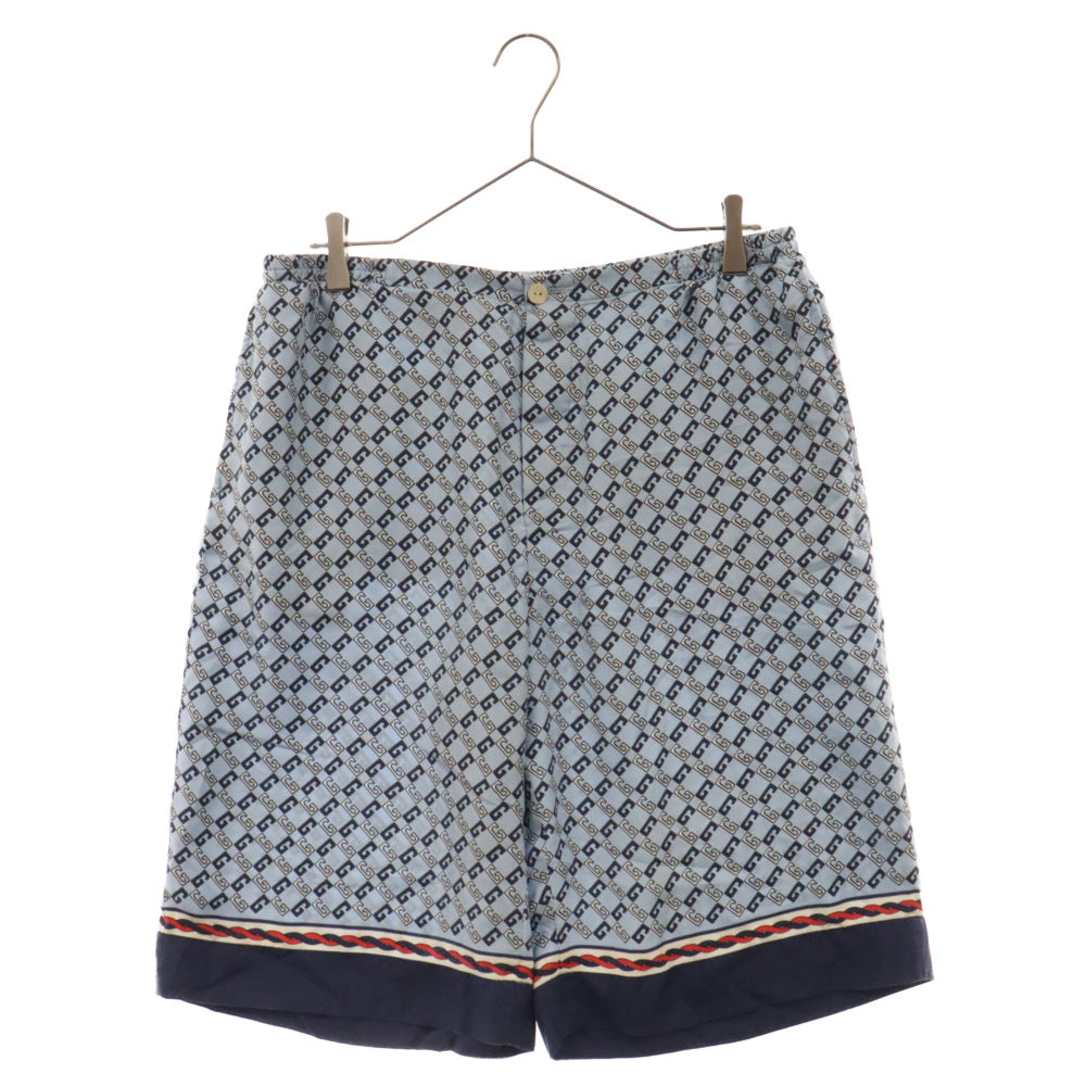 GUCCI(グッチ) Gucci Printed Satin Bermuda Shorts GG総柄 サテンハーフパンツ 672698 ZAMZY 4589 ブルー