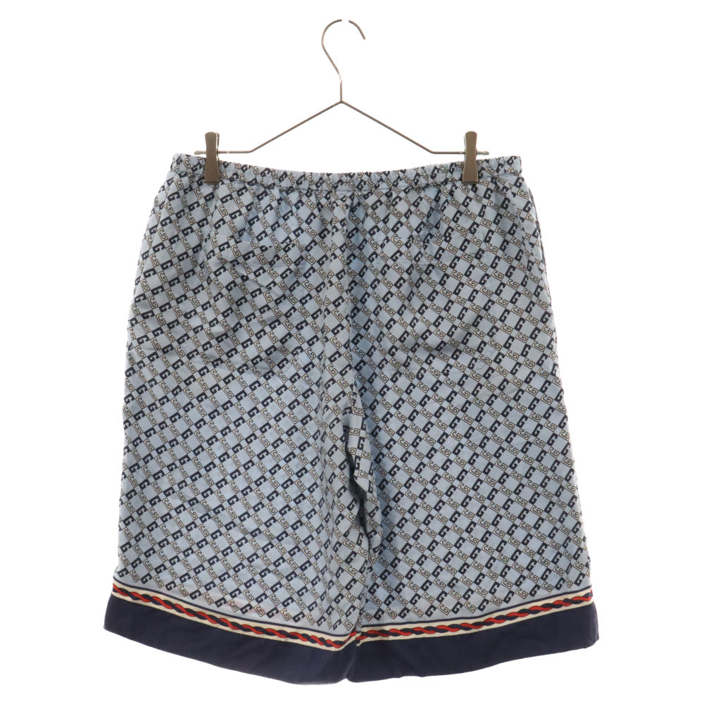 GUCCI(グッチ) Gucci Printed Satin Bermuda Shorts GG総柄 サテンハーフパンツ 672698 ZAMZY 4589 ブルー