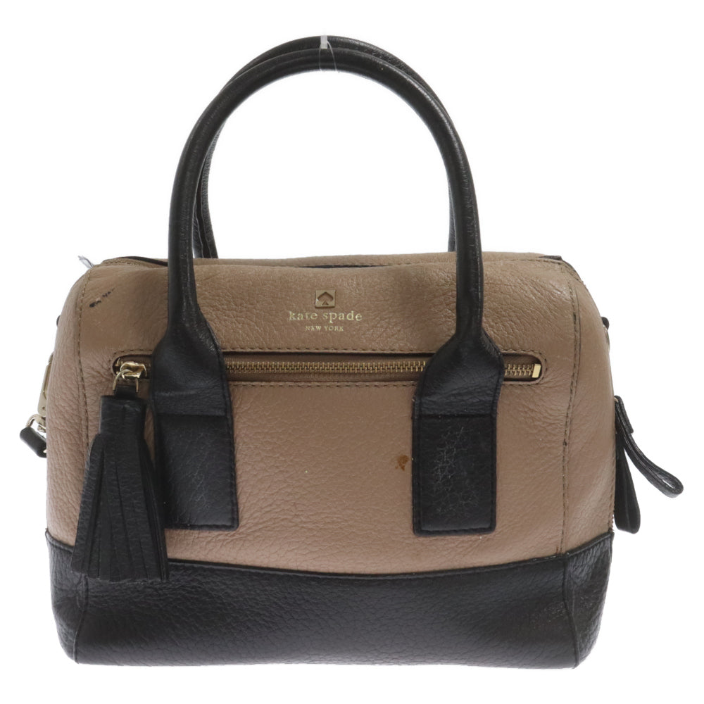 Kate Spade(ケイトスペード) レザー バイカラー 2WAY ショルダーバッグ ハンドバッグ ベージュ/ブラック mag20024